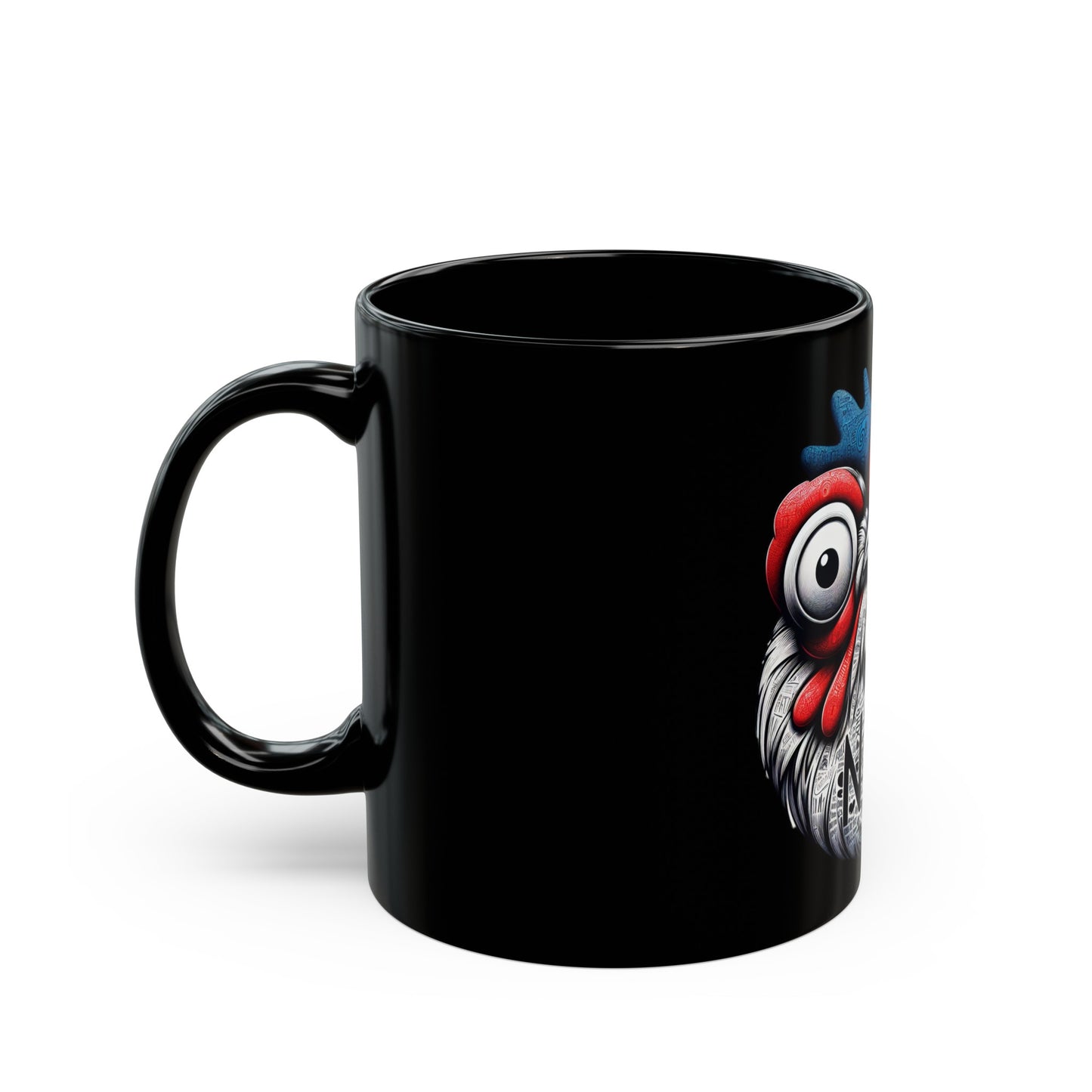 Taza Negra "Gallo Parisino Tricolor"